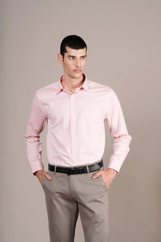 Formal Shirt for Men l Breathable & Soft with Color Fastness Regular Fit Spread Collar Neck Cotton Fabric Self Design Pattern