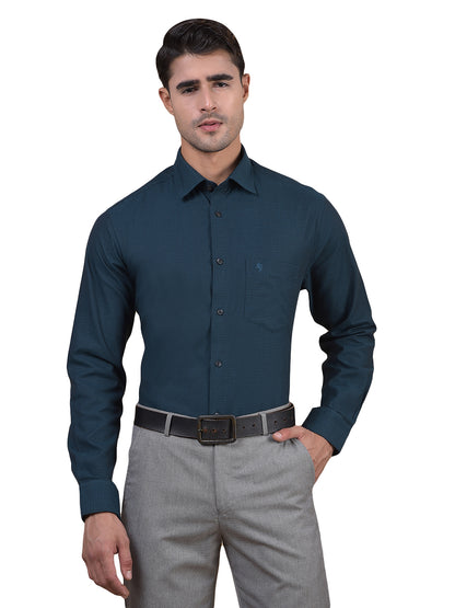Formal Shirt for Men l Breathable & Soft with Color Fastness Regular Fit Spread Collar Neck Cotton Fabric Self Design Pattern