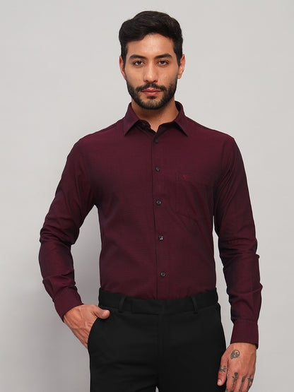 Formal Shirt for Men l Breathable & Soft with Color Fastness Regular Fit Spread Collar Neck Cotton Fabric Self Design Pattern