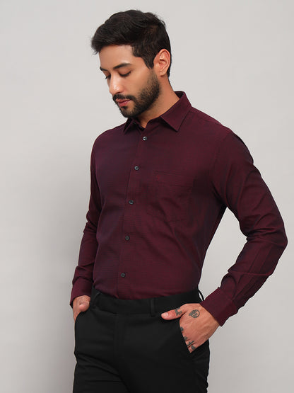 Formal Shirt for Men l Breathable & Soft with Color Fastness Regular Fit Spread Collar Neck Cotton Fabric Self Design Pattern