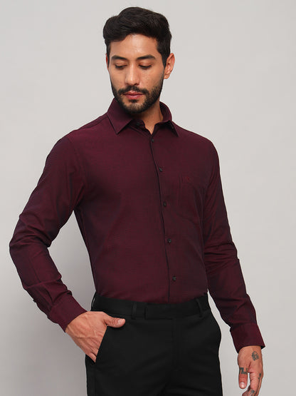 Formal Shirt for Men l Breathable & Soft with Color Fastness Regular Fit Spread Collar Neck Cotton Fabric Self Design Pattern