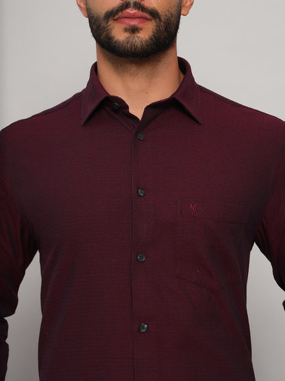 Formal Shirt for Men l Breathable & Soft with Color Fastness Regular Fit Spread Collar Neck Cotton Fabric Self Design Pattern