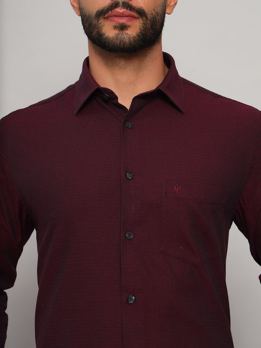 Formal Shirt for Men l Breathable & Soft with Color Fastness Regular Fit Spread Collar Neck Cotton Fabric Self Design Pattern