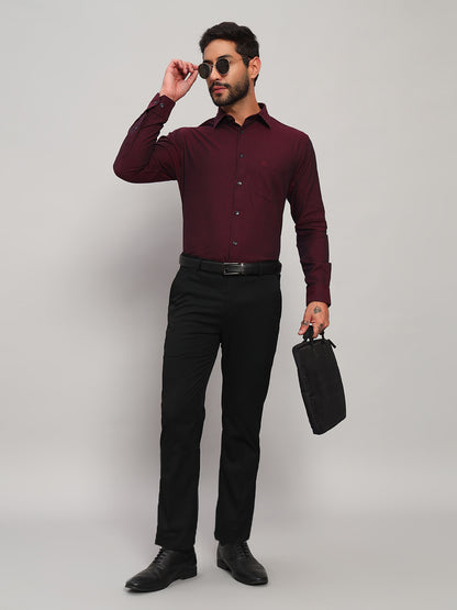 Formal Shirt for Men l Breathable & Soft with Color Fastness Regular Fit Spread Collar Neck Cotton Fabric Self Design Pattern