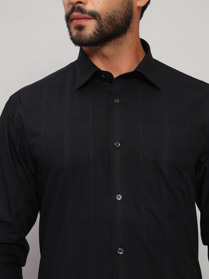 Formal Shirt for Men l Breathable & Soft with Color Fastness Regular Fit Spread Collar Neck Cotton Fabric Checkered Pattern