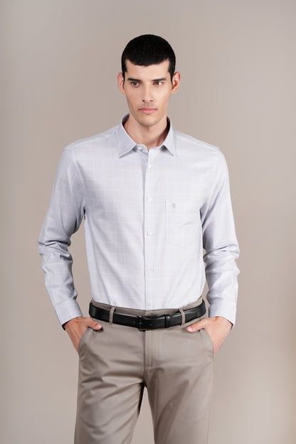 Formal Shirt for Men l Breathable & Soft with Color Fastness Regular Fit Spread Collar Neck Cotton Fabric Checkered Pattern