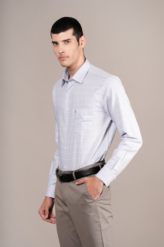 Formal Shirt for Men l Breathable & Soft with Color Fastness Regular Fit Spread Collar Neck Cotton Fabric Checkered Pattern