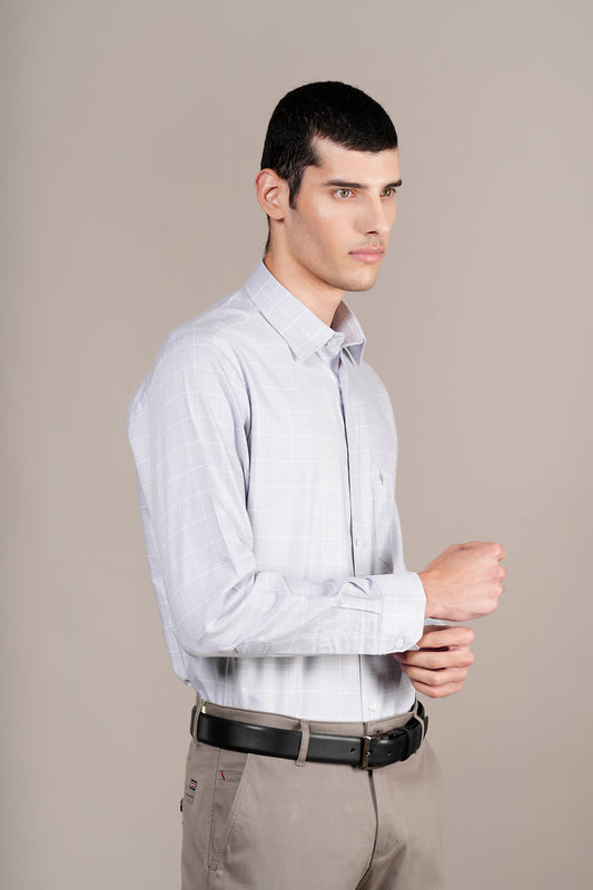 Formal Shirt for Men l Breathable & Soft with Color Fastness Regular Fit Spread Collar Neck Cotton Fabric Checkered Pattern