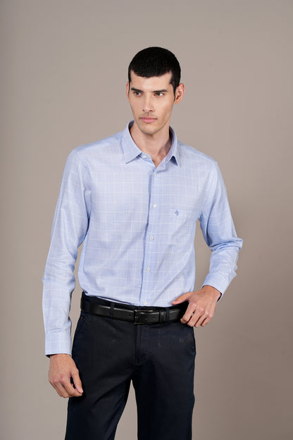 Formal Shirt for Men l Breathable & Soft with Color Fastness Regular Fit Spread Collar Neck Cotton Fabric Checkered Pattern