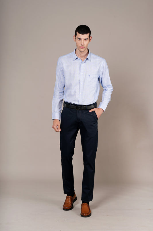 Formal Shirt for Men l Breathable & Soft with Color Fastness Regular Fit Spread Collar Neck Cotton Fabric Checkered Pattern