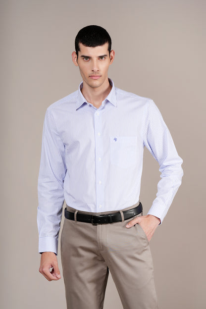 Formal Shirt for Men l Breathable & Soft with Color Fastness Regular Fit Spread Collar Neck Cotton Fabric Striped Pattern