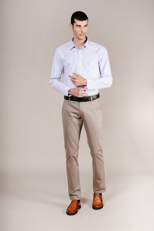 Formal Shirt for Men l Breathable & Soft with Color Fastness Regular Fit Spread Collar Neck Cotton Fabric Striped Pattern
