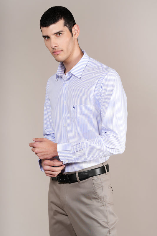 Formal Shirt for Men l Breathable & Soft with Color Fastness Regular Fit Spread Collar Neck Cotton Fabric Striped Pattern