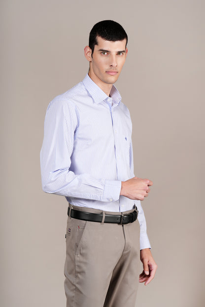 Formal Shirt for Men l Breathable & Soft with Color Fastness Regular Fit Spread Collar Neck Cotton Fabric Striped Pattern