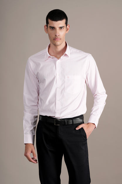Formal Shirt for Men l Breathable & Soft with Color Fastness Regular Fit Spread Collar Neck Cotton Fabric Striped Pattern