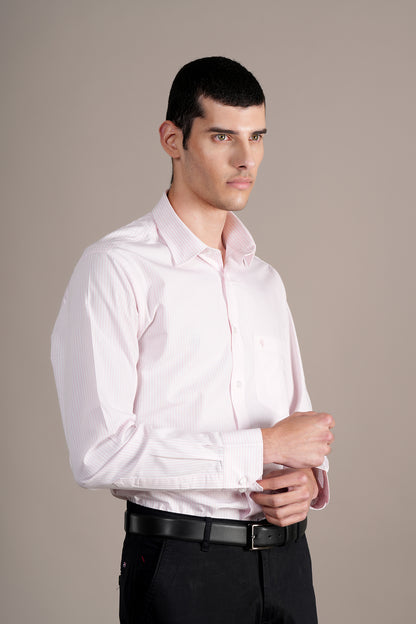 Formal Shirt for Men l Breathable & Soft with Color Fastness Regular Fit Spread Collar Neck Cotton Fabric Striped Pattern