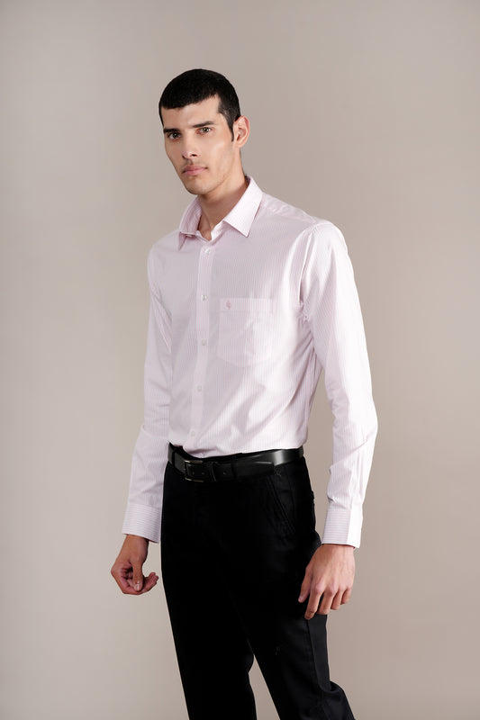 Formal Shirt for Men l Breathable & Soft with Color Fastness Regular Fit Spread Collar Neck Cotton Fabric Striped Pattern