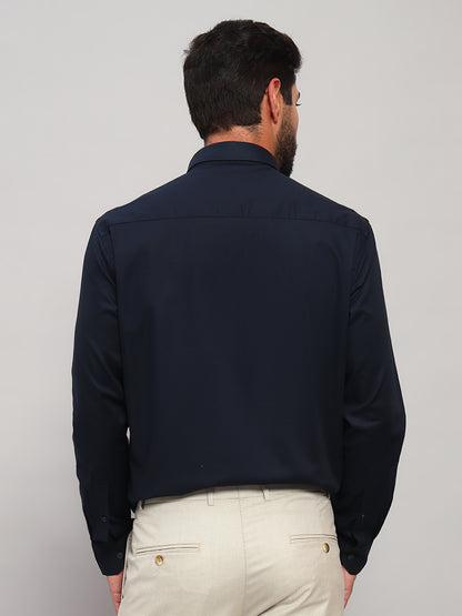 Formal Shirt for Men l Breathable & Soft with Color Fastness Regular Fit Spread Collar Neck Cotton Blend Fabric Solid Pattern