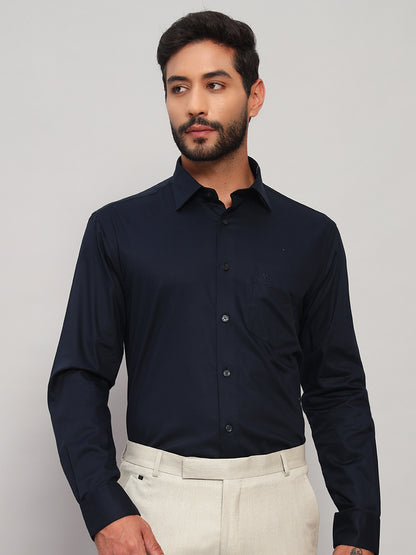 Formal Shirt for Men l Breathable & Soft with Color Fastness Regular Fit Spread Collar Neck Cotton Blend Fabric Solid Pattern