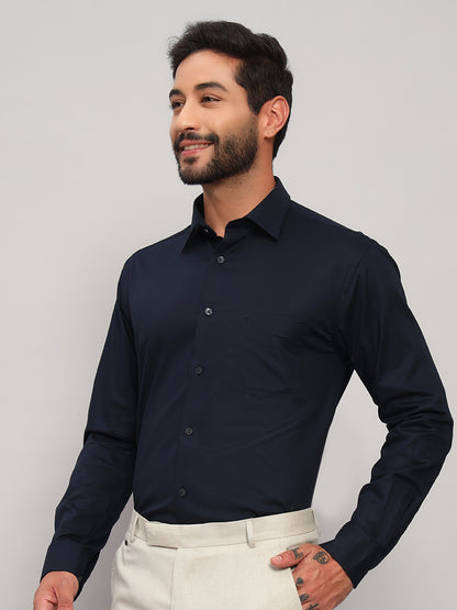 Formal Shirt for Men l Breathable & Soft with Color Fastness Regular Fit Spread Collar Neck Cotton Blend Fabric Solid Pattern