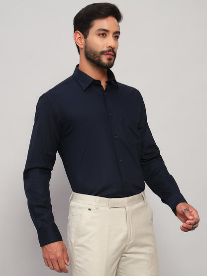 Formal Shirt for Men l Breathable & Soft with Color Fastness Regular Fit Spread Collar Neck Cotton Blend Fabric Solid Pattern