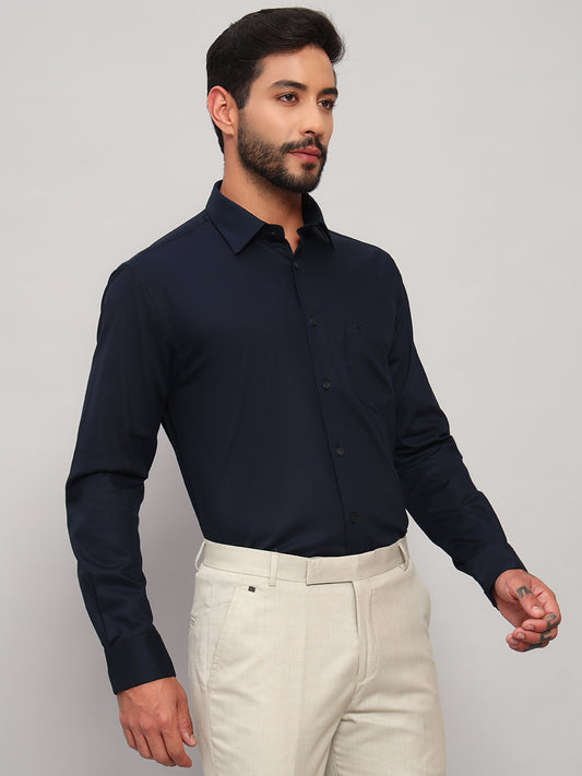 Formal Shirt for Men l Breathable & Soft with Color Fastness Regular Fit Spread Collar Neck Cotton Blend Fabric Solid Pattern