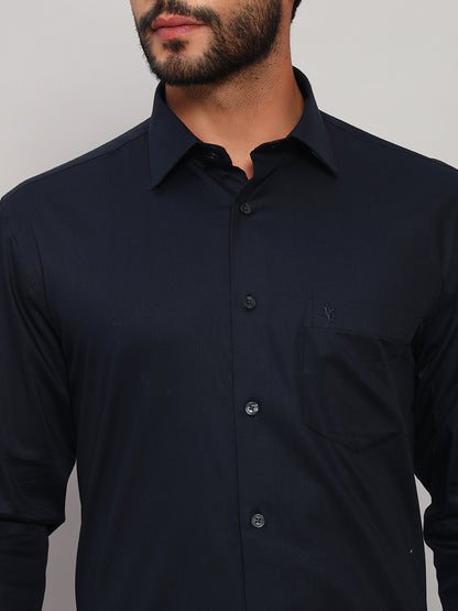 Formal Shirt for Men l Breathable & Soft with Color Fastness Regular Fit Spread Collar Neck Cotton Blend Fabric Solid Pattern