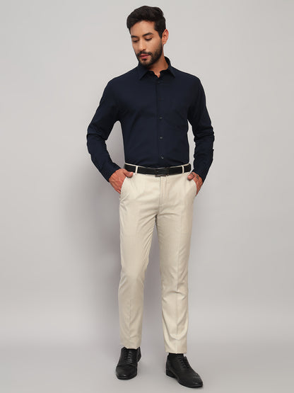 Formal Shirt for Men l Breathable & Soft with Color Fastness Regular Fit Spread Collar Neck Cotton Blend Fabric Solid Pattern