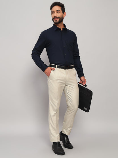 Formal Shirt for Men l Breathable & Soft with Color Fastness Regular Fit Spread Collar Neck Cotton Blend Fabric Solid Pattern