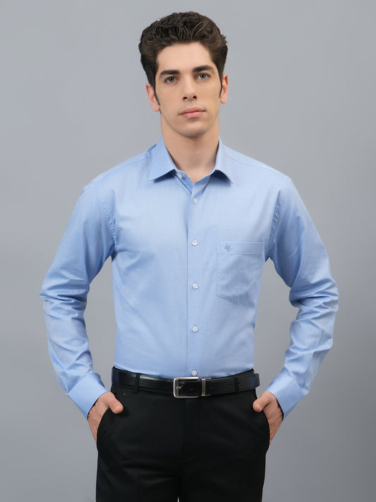 Formal Shirt for Men l Breathable & Soft with Color Fastness Regular Fit Spread Collar Neck Cotton Fabric Self Design Pattern