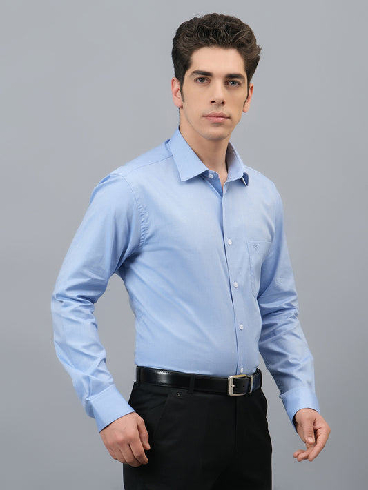 Formal Shirt for Men l Breathable & Soft with Color Fastness Regular Fit Spread Collar Neck Cotton Fabric Self Design Pattern