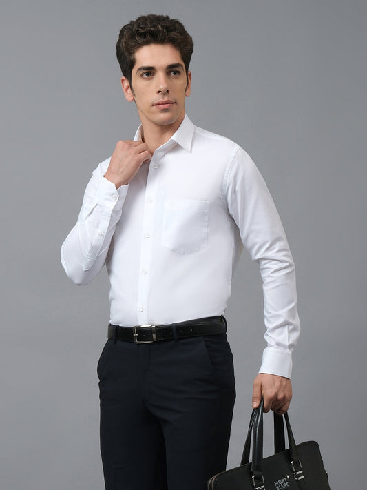 Formal Shirt for Men l Breathable & Soft with Color Fastness Regular Fit Spread Collar Neck Cotton Fabric Self Design Pattern