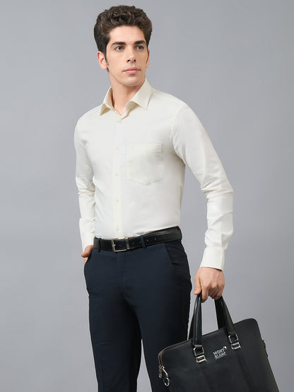 Formal Shirt for Men l Breathable & Soft with Color Fastness Regular Fit Spread Collar Neck Cotton Fabric Self Design Pattern