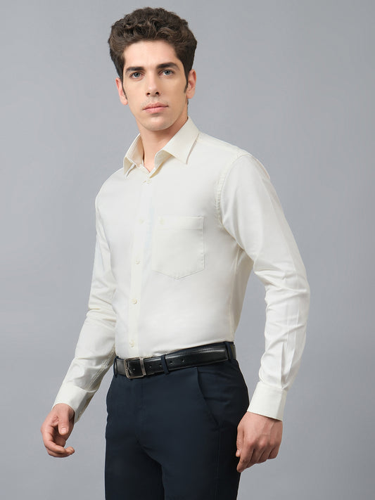 Formal Shirt for Men l Breathable & Soft with Color Fastness Regular Fit Spread Collar Neck Cotton Fabric Self Design Pattern