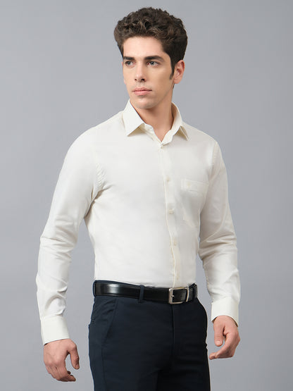 Formal Shirt for Men l Breathable & Soft with Color Fastness Regular Fit Spread Collar Neck Cotton Fabric Self Design Pattern