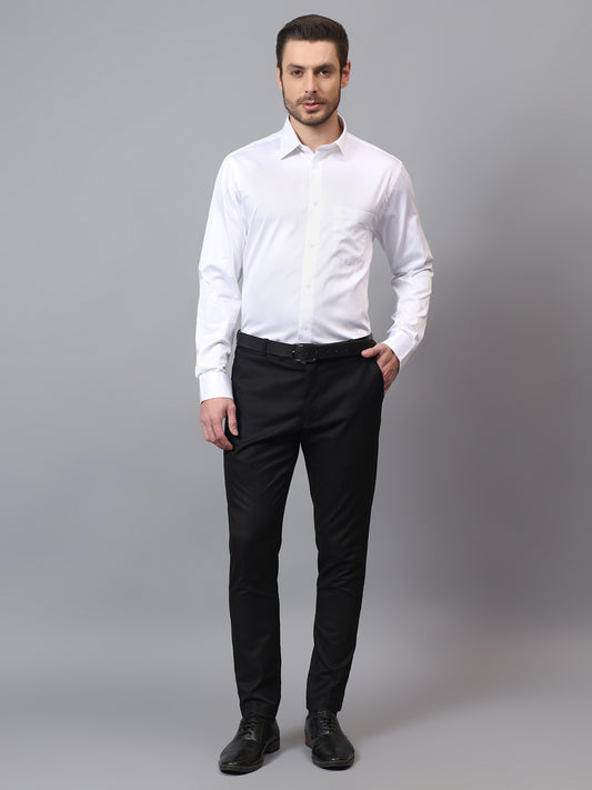 Men's White Regular Fit Solid Full Sleeve Formal Shirt
