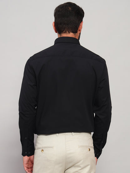 Formal Shirt for Men l Breathable & Soft with Color Fastness Regular Fit Spread Collar Neck Cotton Blend Fabric Solid Pattern