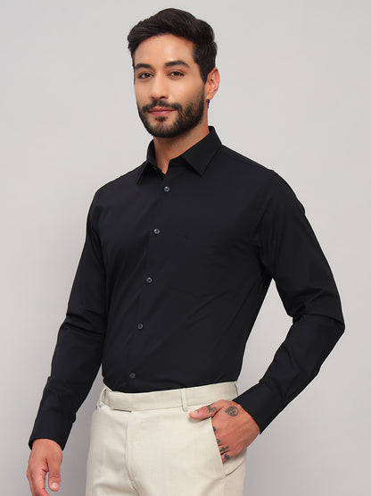 Formal Shirt for Men l Breathable & Soft with Color Fastness Regular Fit Spread Collar Neck Cotton Blend Fabric Solid Pattern
