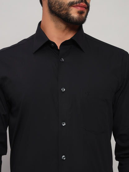 Formal Shirt for Men l Breathable & Soft with Color Fastness Regular Fit Spread Collar Neck Cotton Blend Fabric Solid Pattern