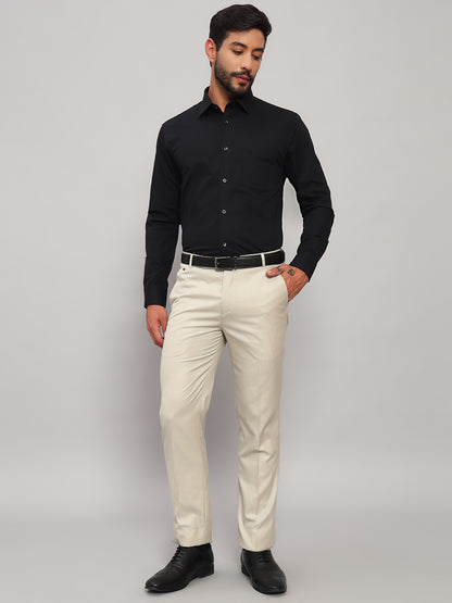 Formal Shirt for Men l Breathable & Soft with Color Fastness Regular Fit Spread Collar Neck Cotton Blend Fabric Solid Pattern