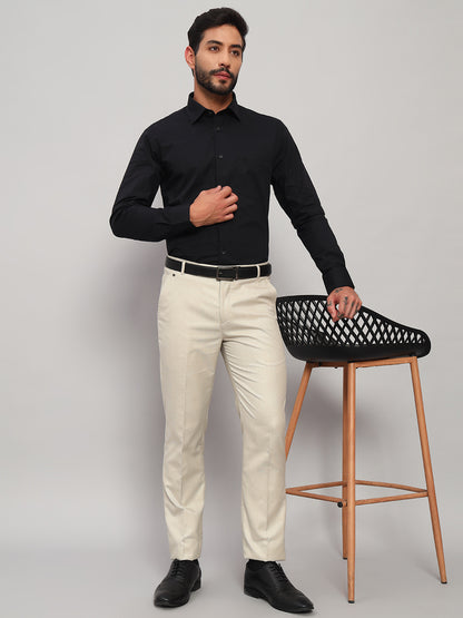Formal Shirt for Men l Breathable & Soft with Color Fastness Regular Fit Spread Collar Neck Cotton Blend Fabric Solid Pattern