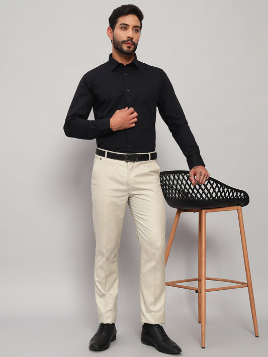 Formal Shirt for Men l Breathable & Soft with Color Fastness Regular Fit Spread Collar Neck Cotton Blend Fabric Solid Pattern