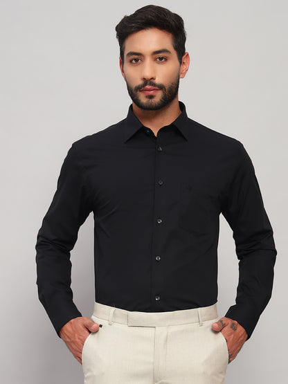 Formal Shirt for Men l Breathable & Soft with Color Fastness Regular Fit Spread Collar Neck Cotton Blend Fabric Solid Pattern