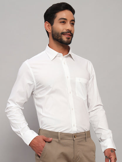 Formal Shirt for Men l Breathable & Soft with Color Fastness Regular Fit Spread Collar Neck Cotton Blend Fabric Solid Pattern