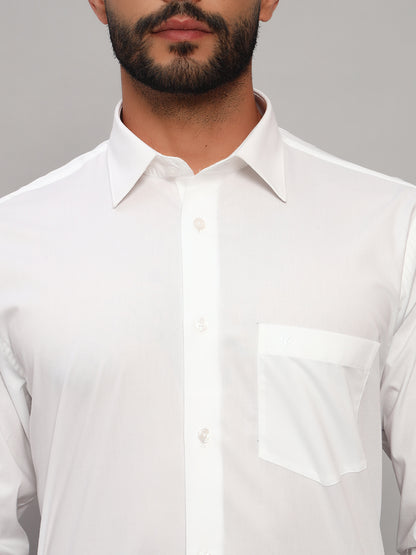 Formal Shirt for Men l Breathable & Soft with Color Fastness Regular Fit Spread Collar Neck Cotton Blend Fabric Solid Pattern