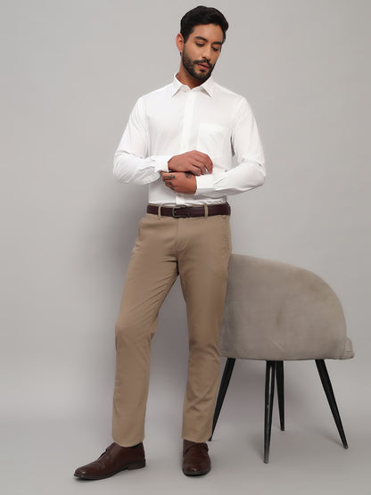 Formal Shirt for Men l Breathable & Soft with Color Fastness Regular Fit Spread Collar Neck Cotton Blend Fabric Solid Pattern