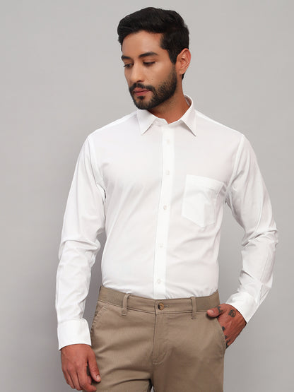 Formal Shirt for Men l Breathable & Soft with Color Fastness Regular Fit Spread Collar Neck Cotton Blend Fabric Solid Pattern