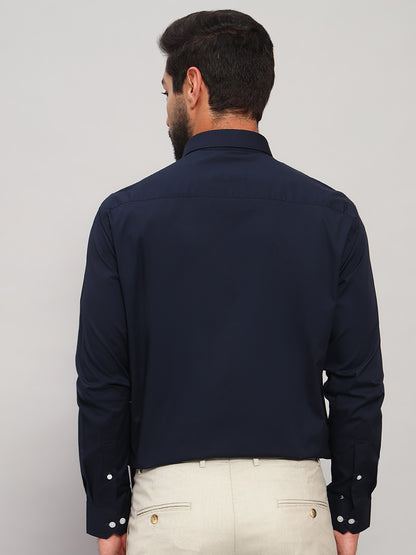 Formal Shirt for Men l Breathable & Soft with Color Fastness Regular Fit Spread Collar Neck Cotton Blend Fabric Solid Pattern