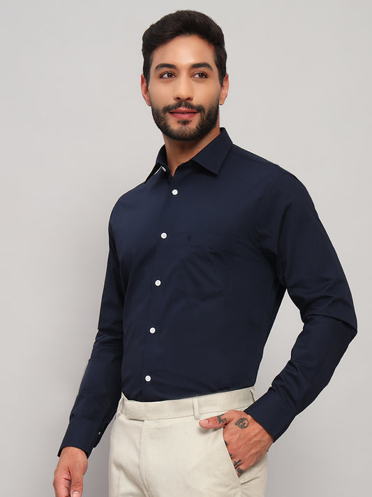 Formal Shirt for Men l Breathable & Soft with Color Fastness Regular Fit Spread Collar Neck Cotton Blend Fabric Solid Pattern