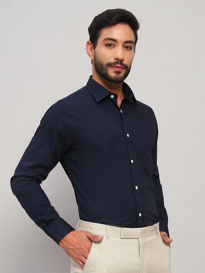 Formal Shirt for Men l Breathable & Soft with Color Fastness Regular Fit Spread Collar Neck Cotton Blend Fabric Solid Pattern